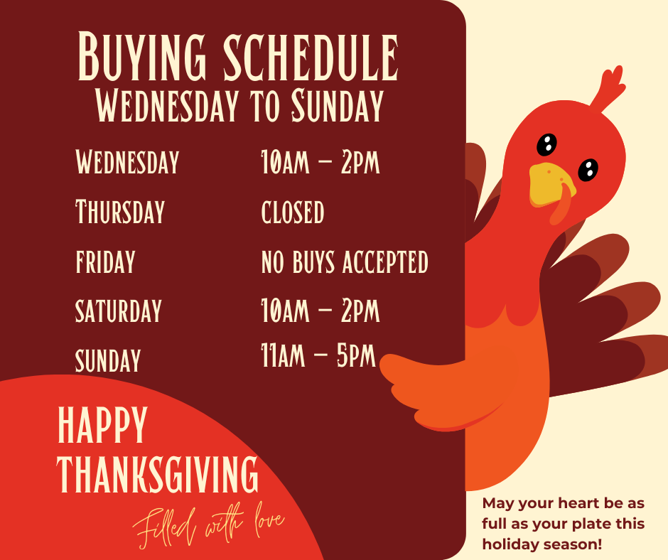 a flyer with store hours and turkey